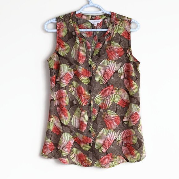 Tropical Print Blouse - Northern Reflections Sleeveless Top - Size S - Picture 1 of 10